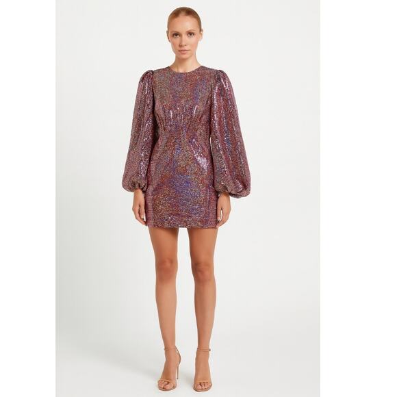 Rhode Isa Sequin Mini Dress 8 Purple NWT - Picture 1 of 9